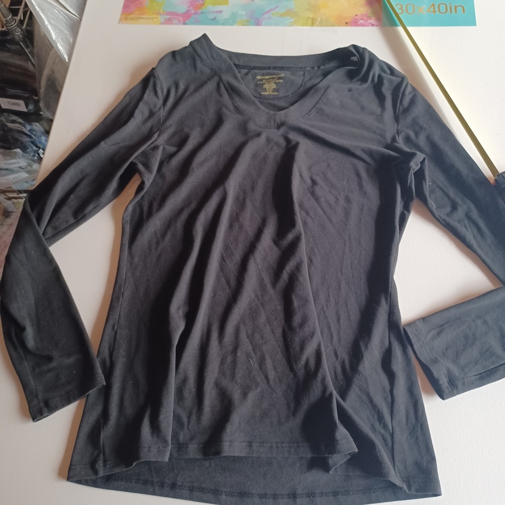 ExOfficio Womens Dri-Release V-Neck Long Sleeve Shirt Black Size Medium